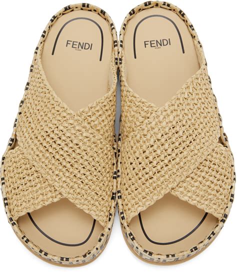 fendi beige slides|Fendi mules for sale.